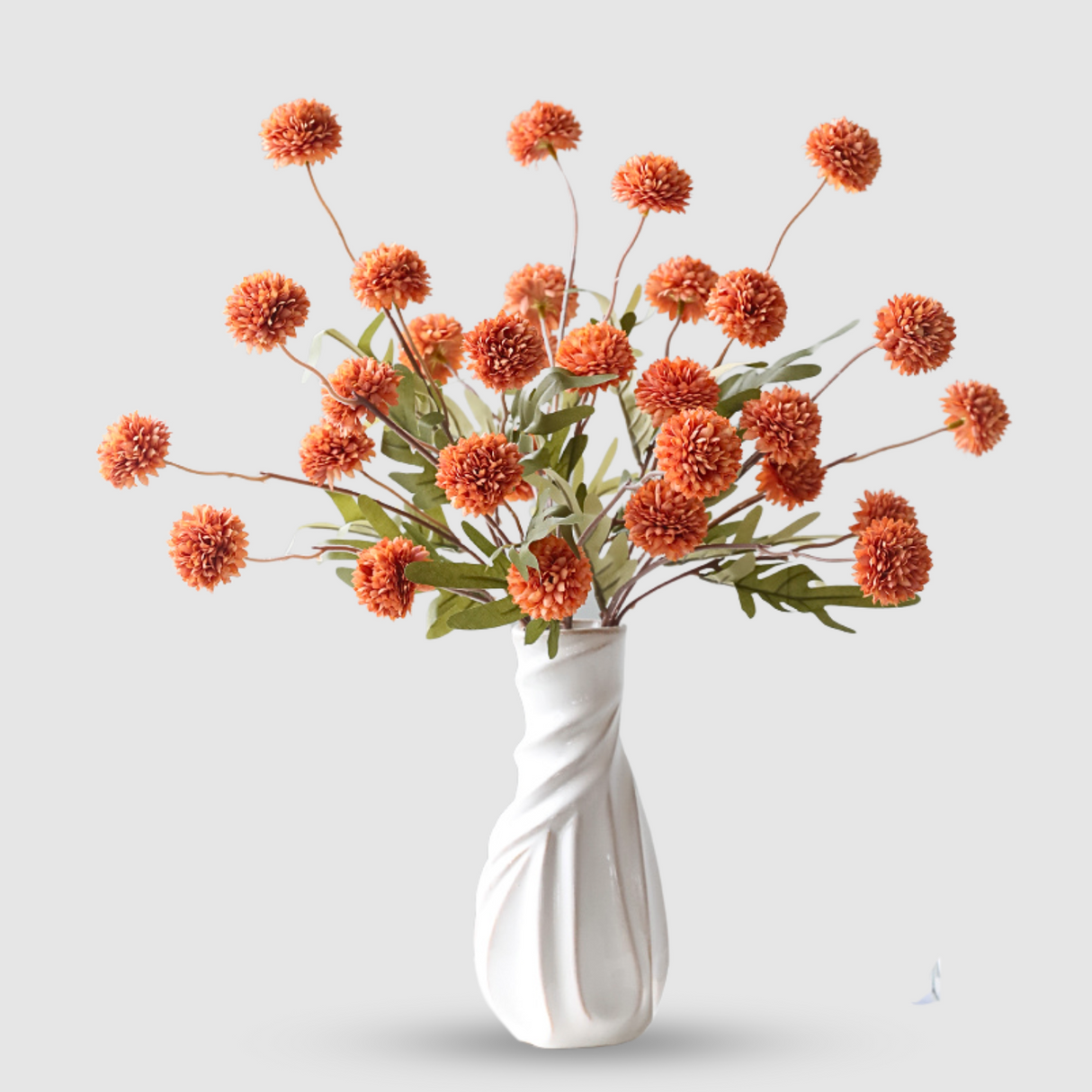 Buchet de Puf Regal Artificial - 51 cm, Disponibil în 4 Culori (Alb Crem, Roz, Alb, Galben) - Opțiuni de 1, 3 sau 5 Fire cu 5 Flori pe Fir