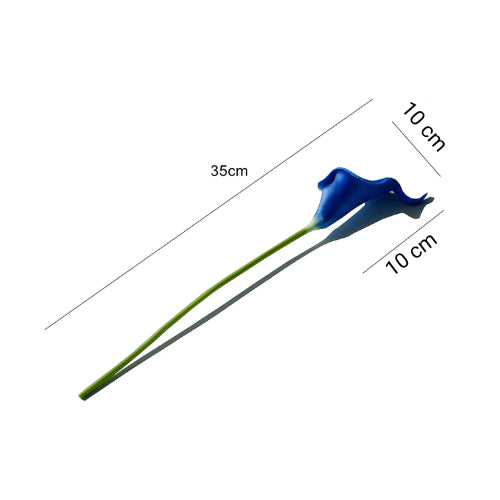 20 Bucati Flori Artificiale Cale cu Petale Albastre din Matase, Lungime 35 cm