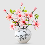 Magnolie Artificială - Crenguță Decorativă cu Flori Roz Pastel și Roz Șampanie, 56 cm, Disponibilă în Seturi de 1, 3 și 5 Fire