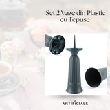 Set 2 Vaze din Plastic cu Tepuse – pentru cimitir sau decor