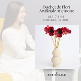 Buchet de Flori Artificiale Anemone - 5 sau 7 Fire per Culoare (Alb, Roz, Galben, Portocaliu, Roșu)