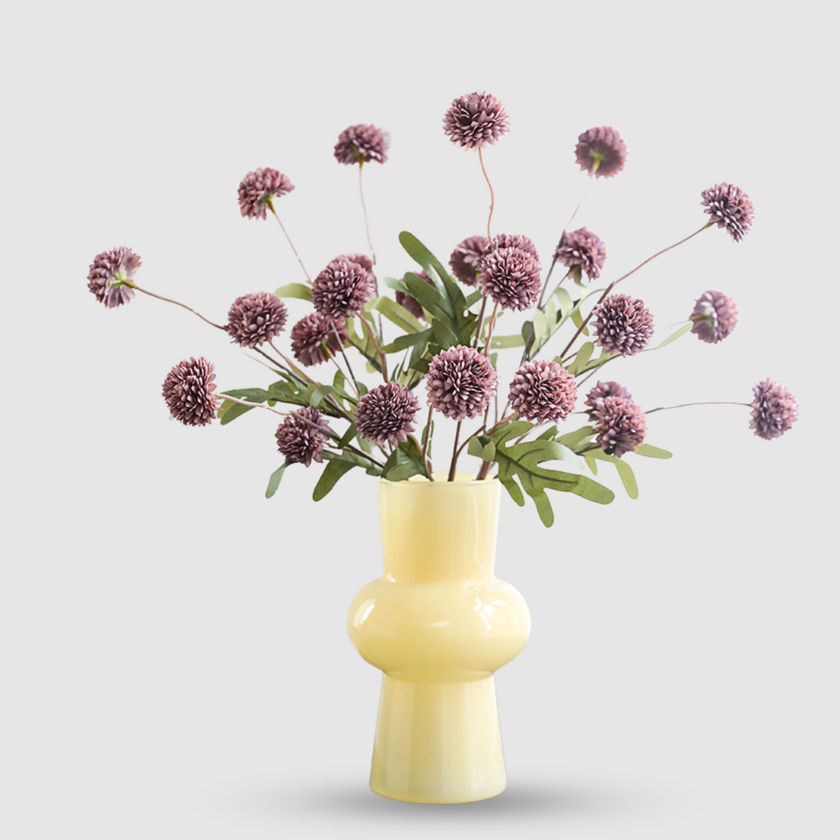 Buchet de Puf Regal Artificial - 51 cm, Disponibil în 4 Culori (Alb Crem, Roz, Alb, Galben) - Opțiuni de 1, 3 sau 5 Fire cu 5 Flori pe Fir