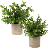 Set 2 Plante Mici in Ghiveci, Eucalipt Artificial Decor Pentru Mese, 20 cm