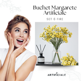 Buchet de Margarete Artificiale - 6 Fire, Disponibil în 3 Culori (Alb, Albastru, Galben)