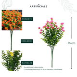 Buchet de Flori Artificiale Rezistente la UV - 5 Fire, 35 cm, Disponibil în 7 Culori (Alb, Violet, Galben, Roșu, Roz, Portocaliu, Roz Intens)