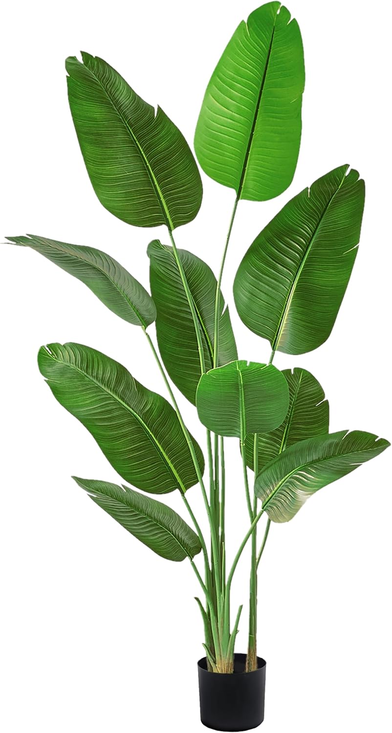 Arbore Artificial Strelitzia (Pasarea Paradisului) - Planta Artificiala Tip Palmier pentru Decor Interior, Exterior, Birou - 2.1 m cu 13 Frunze Realiste