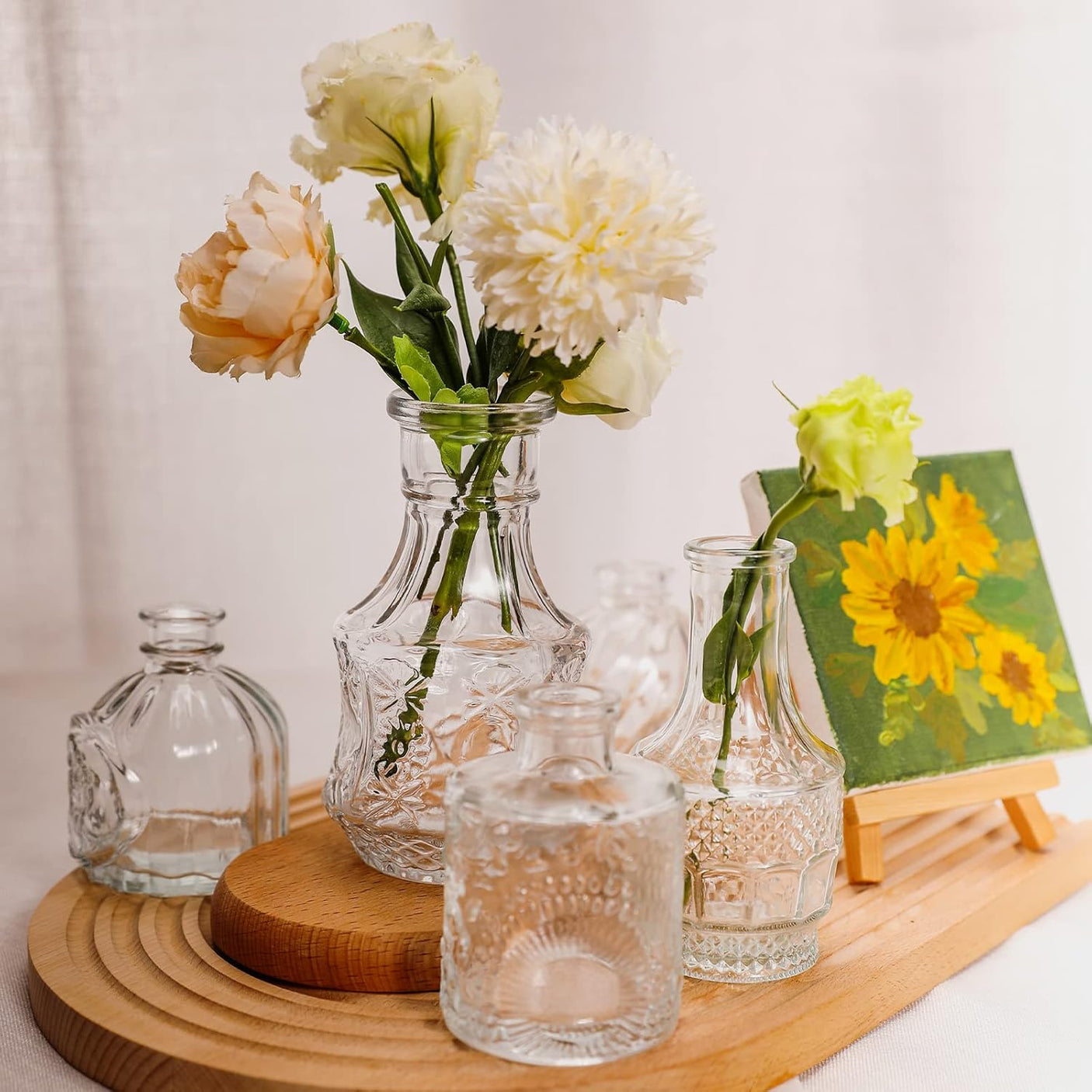 Set Vaze Mini Vintage Design, Modele Gravate din Sticla – 16, 30, 32 sau 45, diverse culori