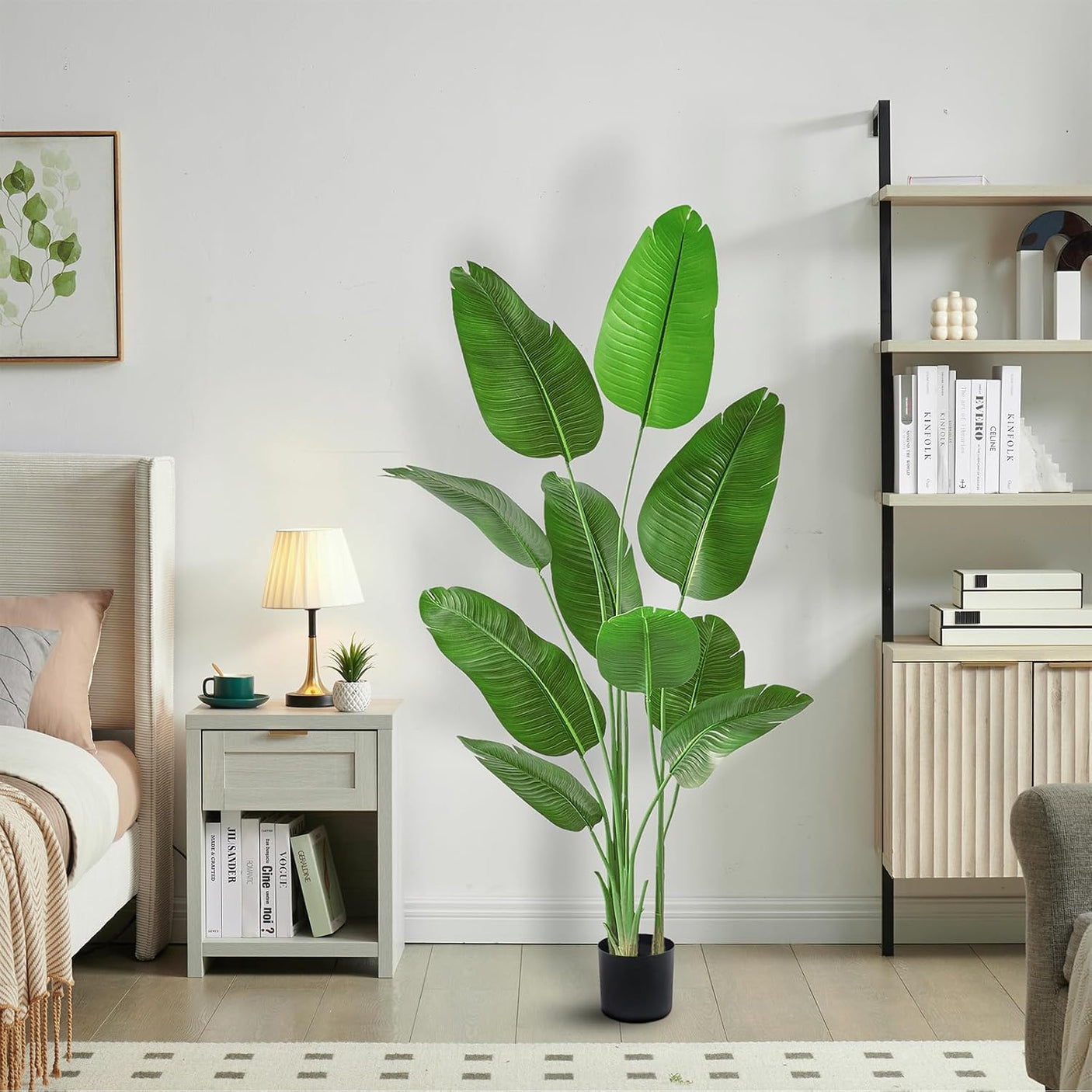 Arbore Artificial Strelitzia (Pasarea Paradisului) - Planta Artificiala Tip Palmier pentru Decor Interior, Exterior, Birou - 2.1 m cu 13 Frunze Realiste