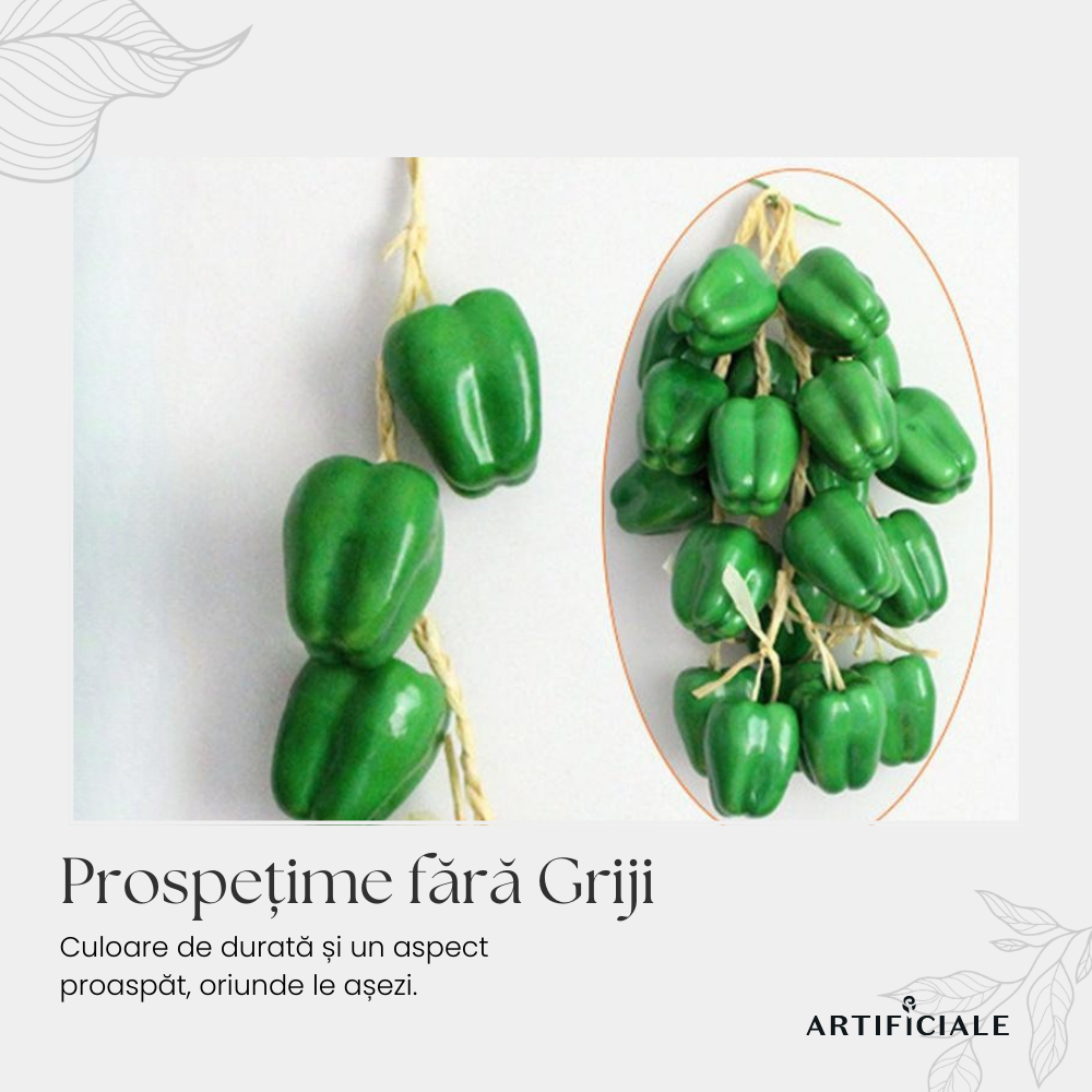 Legatura Ardei Gras Verde Artificial – 53 cm, 1 sau 2 bucati