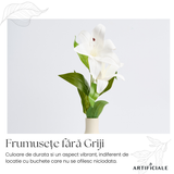 Crin Artificial 3D cu 2 Flori – 1 Fir, Roz sau Alb, 58 cm