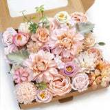 Cutie cu Flori Artificiale Mix Roz Romantic – set decorativ pentru aranjamente DIY, nunta si casa
