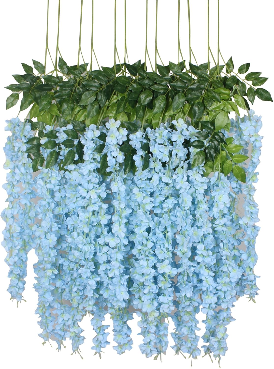 Set 12 Bucati Planta Artificiala Curgatoare Glicina Wisteria cu Frunze, Lungime 1.1 m