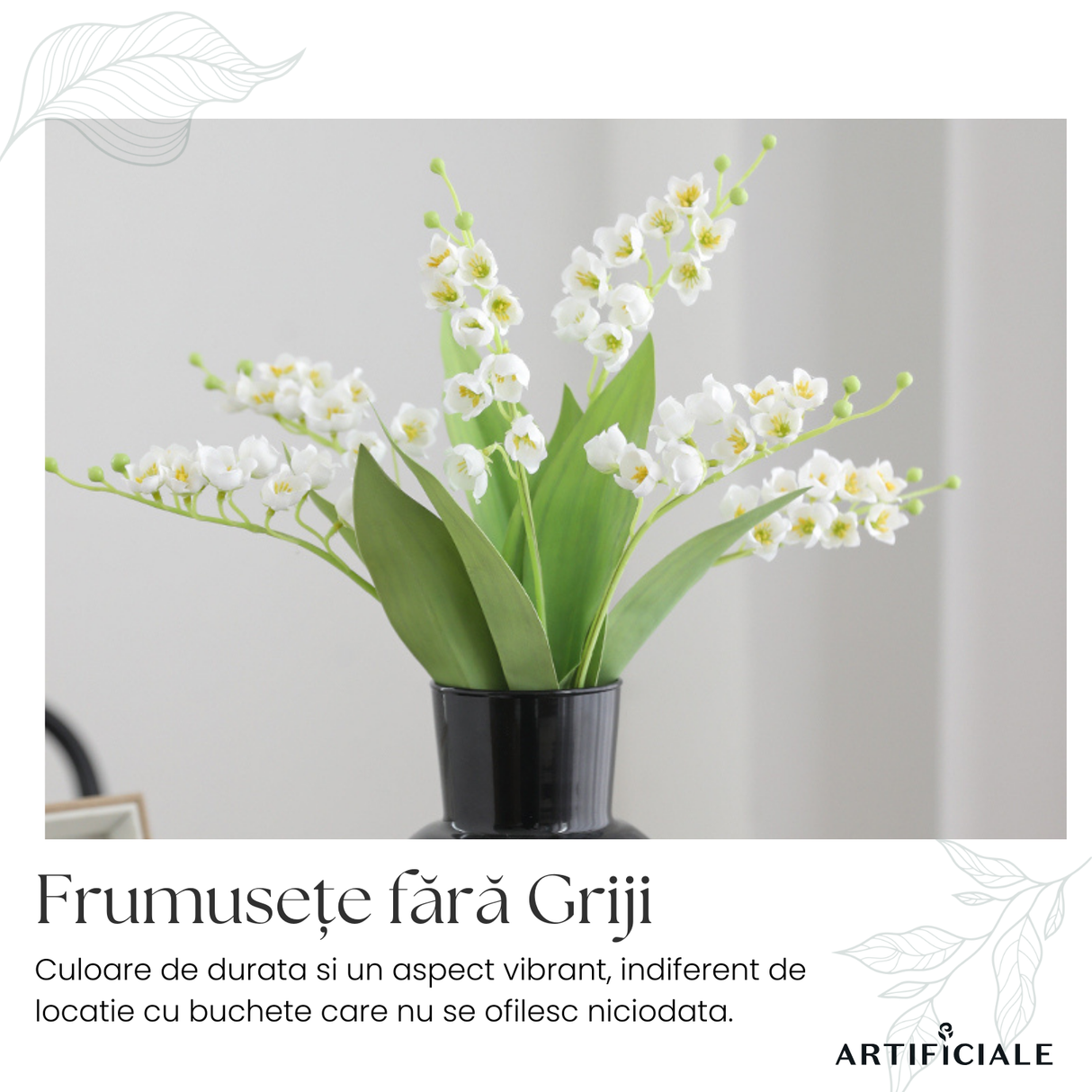 Buchet de Lăcrămioare Artificiale cu 3 sau 5 Fire - Eleganță Delicată pentru Un Decor de Poveste