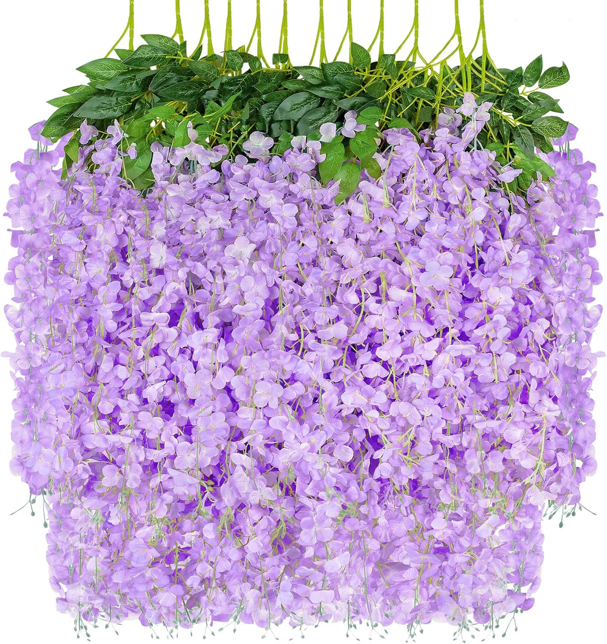 Set 12 Bucati Planta Artificiala Curgatoare Glicina Wisteria cu Frunze, Lungime 1.1 m