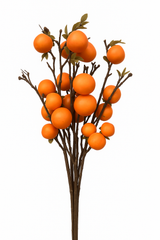 Buchet de 5 Fire Fructe Decorative Persimmon (Kaki Decorativ), Portocaliu, 52 cm