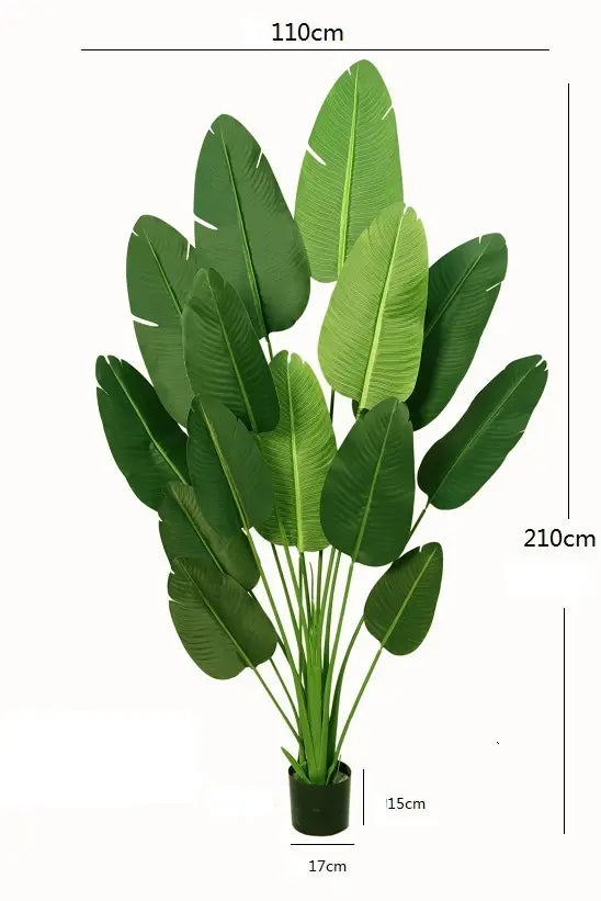 Arbore Artificial Strelitzia (Pasarea Paradisului) - Planta Artificiala Tip Palmier pentru Decor Interior, Exterior, Birou - 2.1 m cu 13 Frunze Realiste