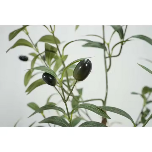 Măslin Artificial - 150 cm, 3 Tulpini din Lemn Natural, Frunze Realiste și Fructe Decorative