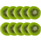 Set 10 Felii de Fructe Artificiale Kiwi din Plastic Realist Realizate, Diametru 5 cm