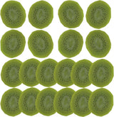 Set 20 Felii de Fructe Artificiale Kiwi din Plastic Realist Realizate, Diametru 5 cm