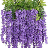 Set 6 Bucati Planta Artificiala Curgatoare Glicina Wisteria Mov cu Frunze, Lungime 1.1 m