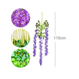 Set 6 Bucati Planta Artificiala Curgatoare Glicina Wisteria Mov cu Frunze, Lungime 1.1 m